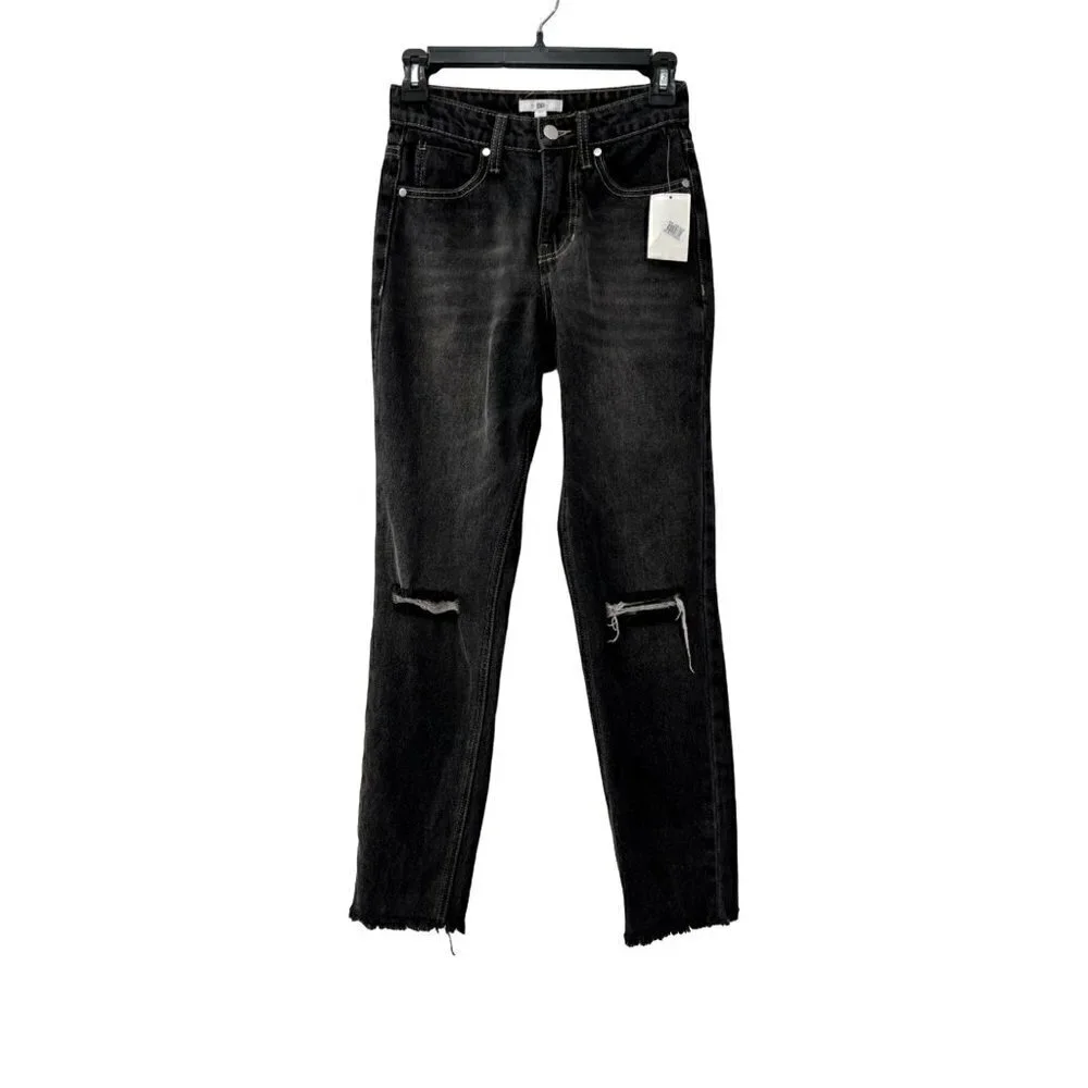 NWT BP. Women's Size 24 Ripped High Waist Ankle Mom Jeans In Vintage Black